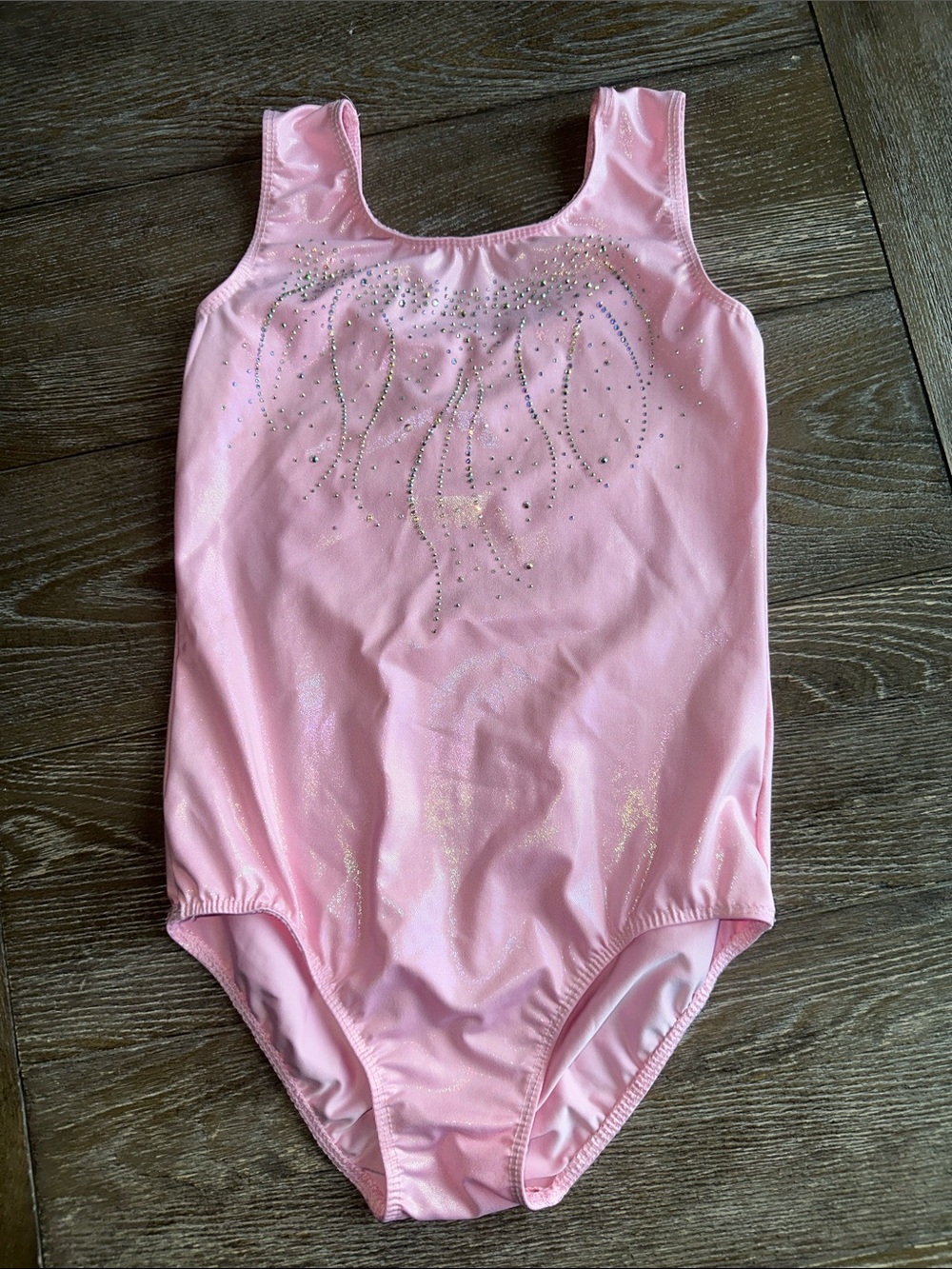 Pink Sparkle Girls' Leotard with Rhinestone Detail